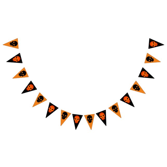 Halloween-Orange och svarta Döskallar Vimplar (Alla)