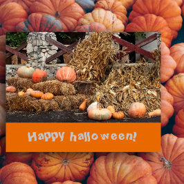 Halloween Orange pumkin rustic Vykort