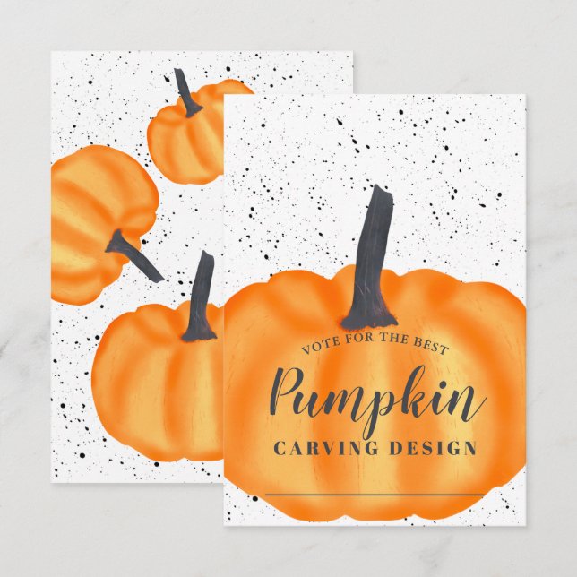 Halloween-orange pumpa med ritning inbjudningar (Fram/baksida)