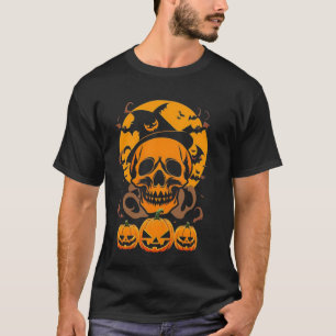 Halloween-orange-pumpa och skalle t shirt