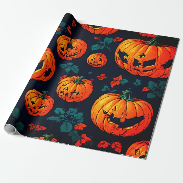 Halloween-orange-pumpa Papper radbrytning Presentpapper (Utrullad)