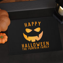 Halloween Orange Pumpkin Ansikte Family Doormat