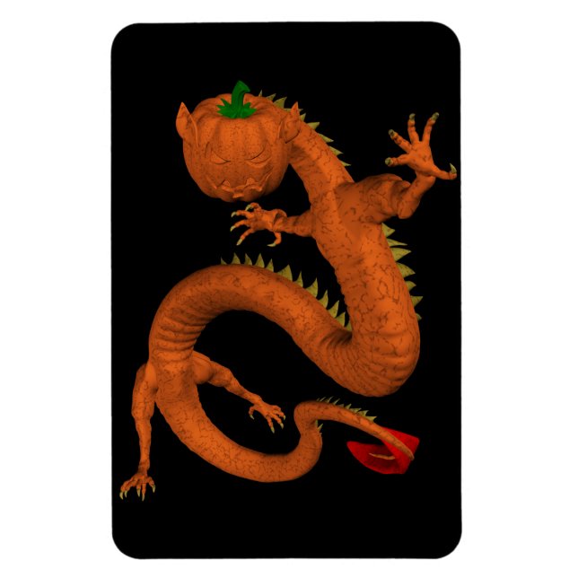 Halloween Orange Pumpkin Dragon Magnet (Vertikal)