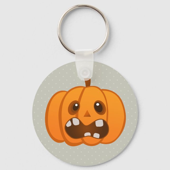 Halloween Orange Pumpkin Jack-o'-lantern Nyckelring (Framsida)