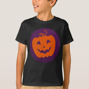 Halloween Orange Pumpkin på Lila Background T Shirt