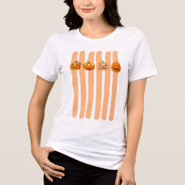 Halloween Orange Ränder Jack O Lanterns T Shirt