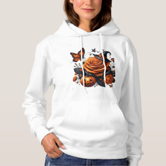 Halloween Orange Ros Häxa Hatt Pumpa T Shirt
