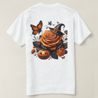Halloween Orange Ros Häxa Hatt Pumpa T Shirt