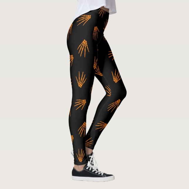 Halloween Orange Skeleton Populär Elegant Leggings (Höger)