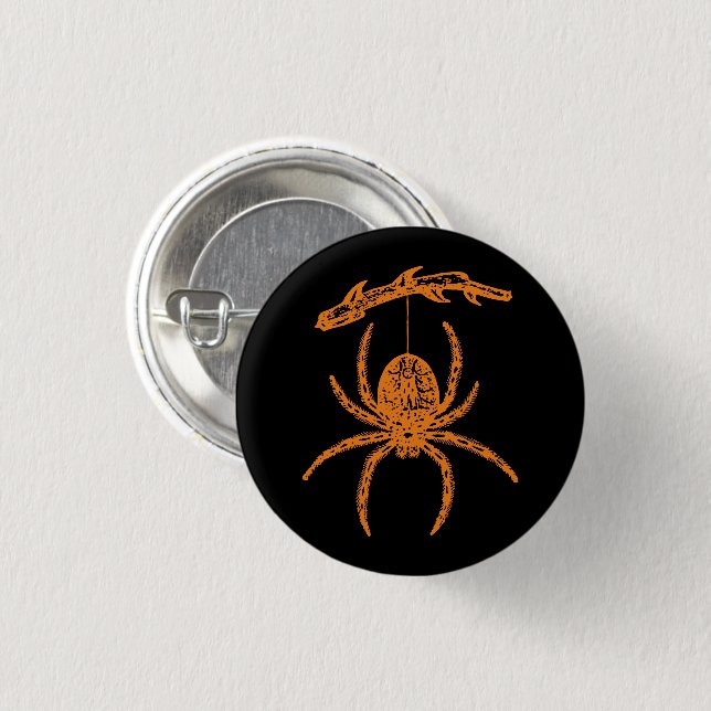 Halloween Orange Spider Button Knapp (Framsida & baksida)