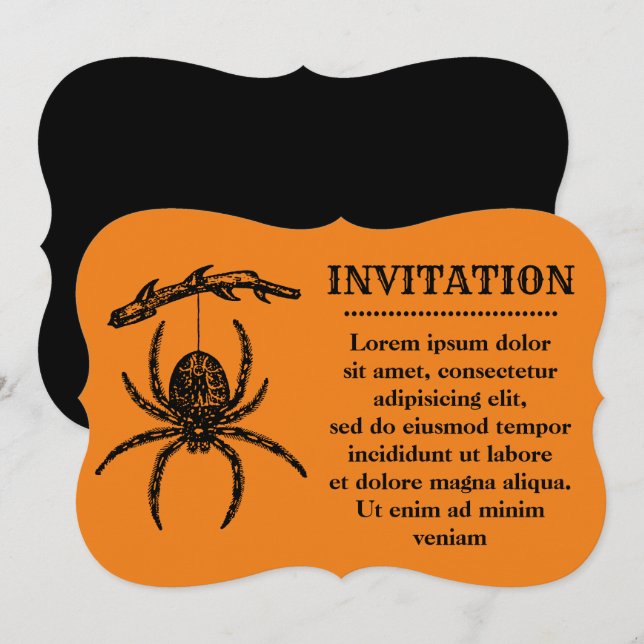 Halloween Orange Spindel Inbjudningar (Fram/baksida)