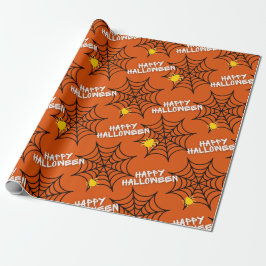 Halloween Orange Spindelnät Presentpapper