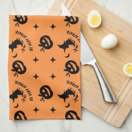 Halloween Orange Spooky Pumpkin Witch Kökshandduk