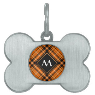 Halloween Orange Tartan ID-bricka Husdjur