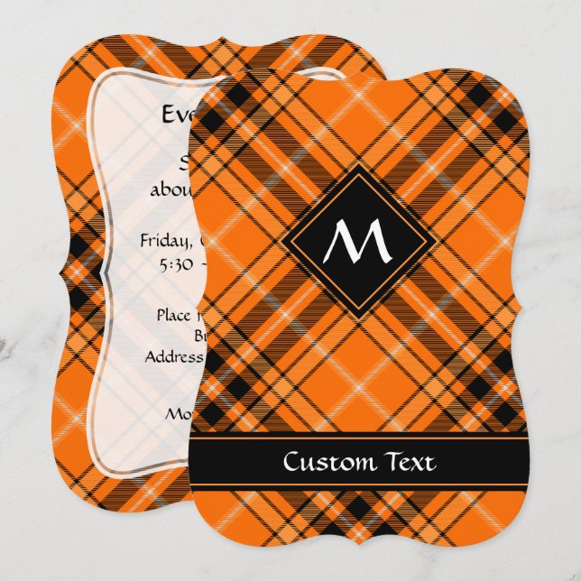 Halloween Orange Tartan Inbjudningar (Fram/baksida)