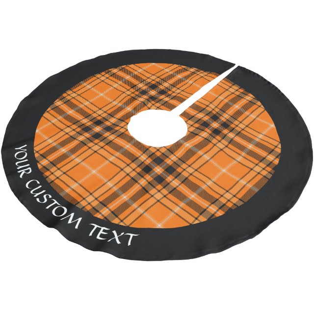 Halloween Orange Tartan Julgransmatta Borstad Polyester (Vinklad)