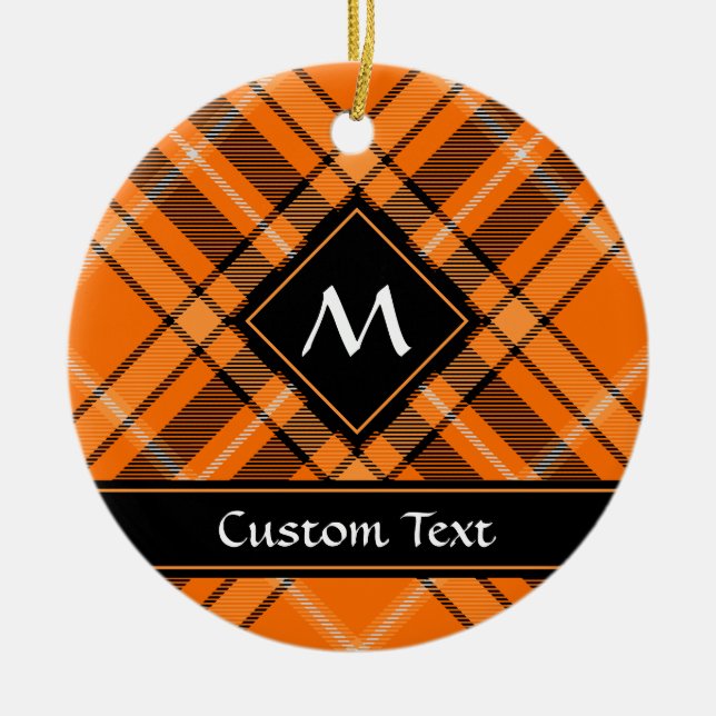 Halloween Orange Tartan Julgransprydnad Keramik (Framsidan)