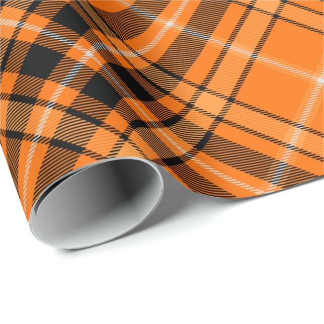 Halloween-Orange Tartan Roterad Wrapping Papper Presentpapper (Rullad Hörn)