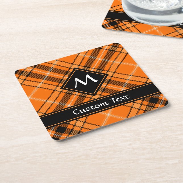 Halloween Orange Tartan Underlägg Papper Kvadrat (Vinklad)
