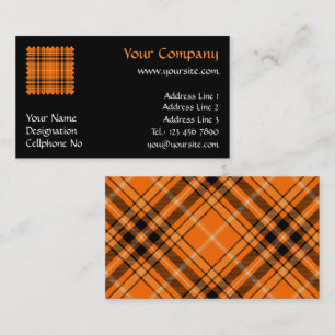 Halloween Orange Tartan Visitkort