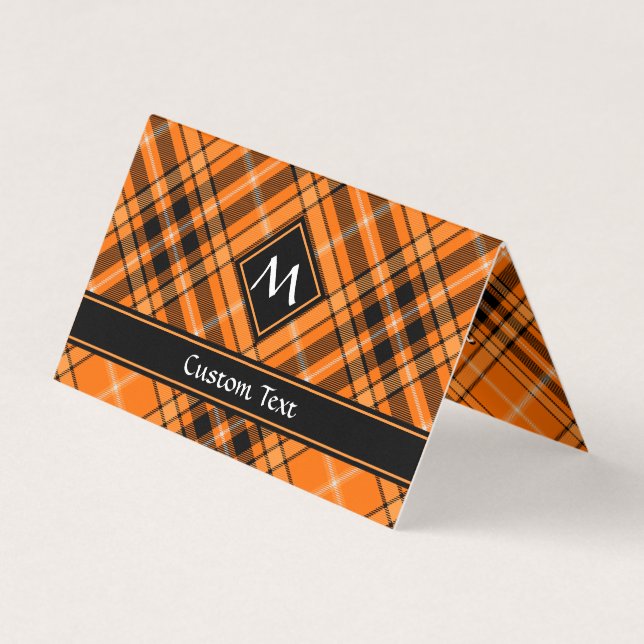 Halloween Orange Tartan Visitkort (Framsida)