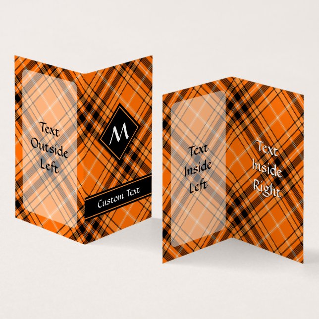Halloween Orange Tartan Visitkort (In- och utsida)