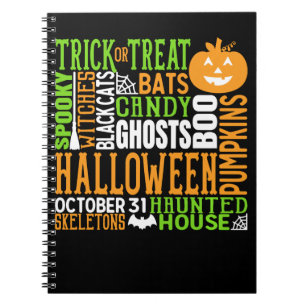 Halloween Ord Jumble Colorful Cute Spider Pumpkin Anteckningsbok