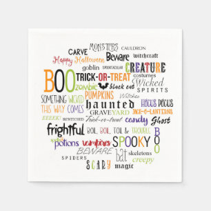 Halloween-ord Typografi Rolig fest servetter