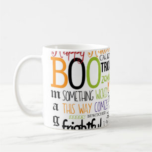 Halloween-ord typografi rolig semester kaffemugg