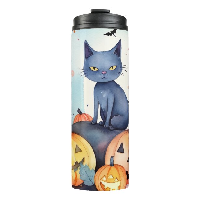 Halloween Oriental Blue Cat with Pumpkins Scary (Framsida)