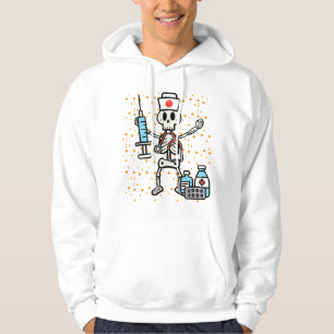 Halloween Orthopedic Nurse Skeleton SCrub Top Hoodie