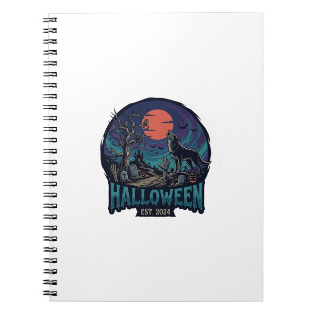 Halloween Öst Howling Wolf Röd Mån Zombie Hand_1 Anteckningsbok (Framsidan)