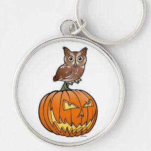 Halloween östlig Screechuggla Rund Silverfärgad Nyckelring