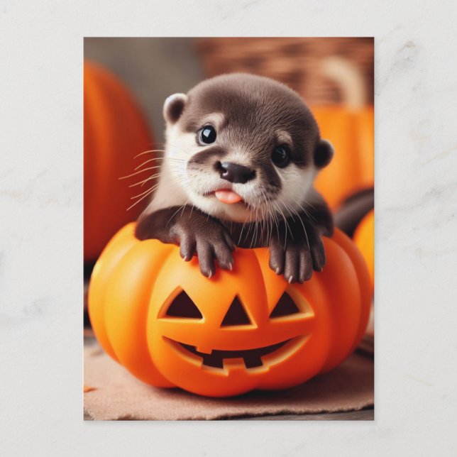 Halloween Otter Vykort (Framsida)