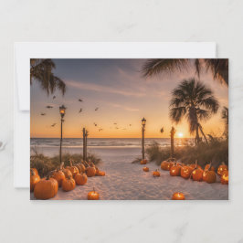 Halloween på Twilight vid Beach Notecard Tack Kort