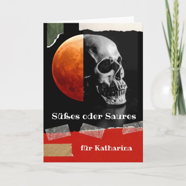 Halloween på tyska sötsaker eller Sours med Skull Kort (Framsida)