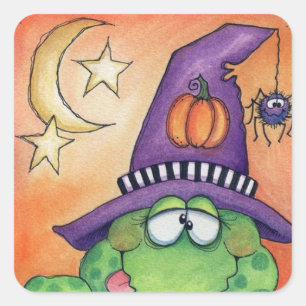Halloween padda fyrkantigt klistermärke