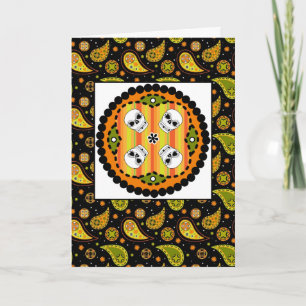 Halloween Paisley Skull-kort Kort