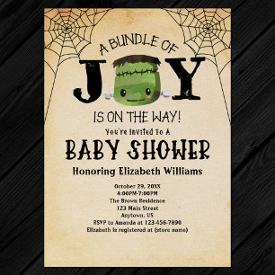 Halloween-paket med Joy Frankenstein Baby Shower Inbjudningar