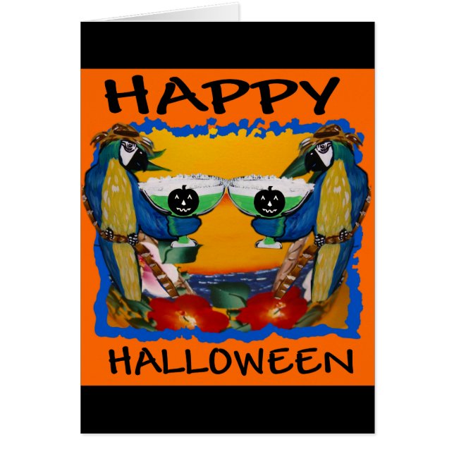 HALLOWEEN PAPAGAJER HÄLSNINGSKORT (Framsidan)