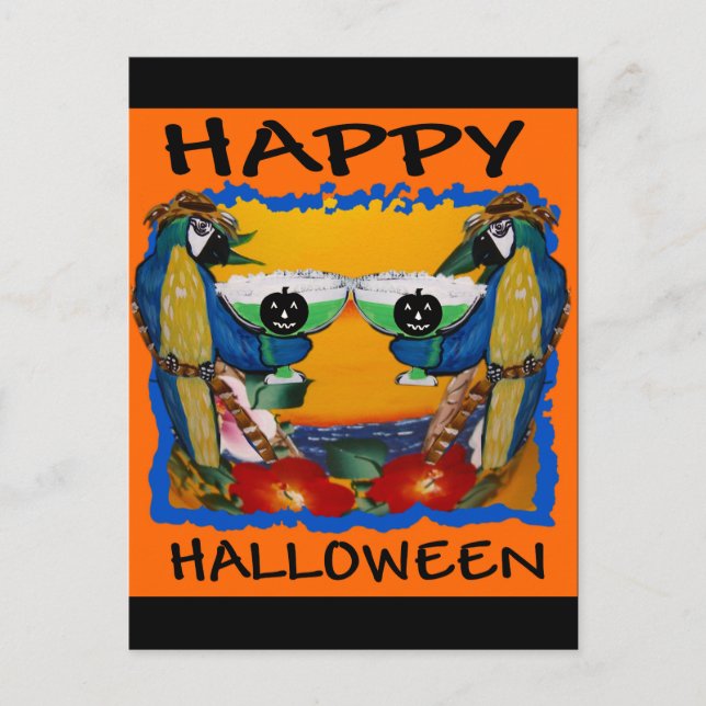 HALLOWEEN PAPAGAJER VYKORT (Framsida)