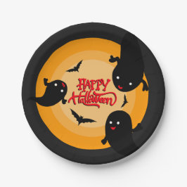 Halloween Paper Party Plate with Ghosts and Bats