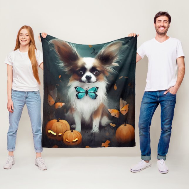 Halloween Papillon Med Pumpa Skräckinjagande Fleecefilt (På plats)