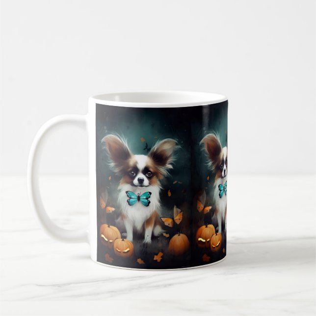 Halloween Papillon med pumpor Kaffemugg (Vänster)