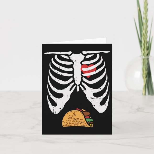 Halloween Pappa Skeleton Taco Belly Funny Gravid Kort (Framsida)