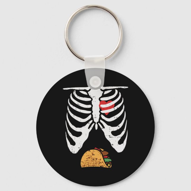 Halloween Pappa Skeleton Taco Belly Roligt Gravid  Nyckelring (Framsida)