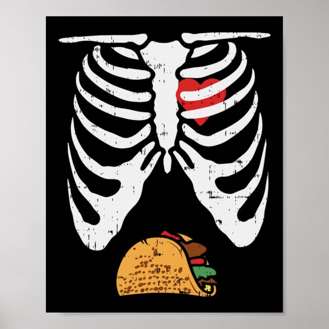 Halloween Pappa Skeleton Taco Belly Roligt Gravid  Poster (Framsidan)