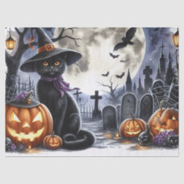 Halloween-papper med svart avskärmning av katt