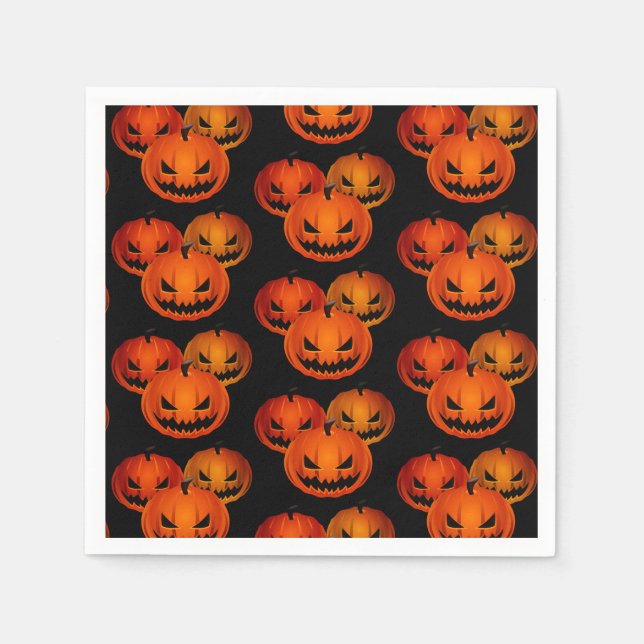 Halloween Papper Napkins-Scary Pumpkins Pappersservett (Framsidan)