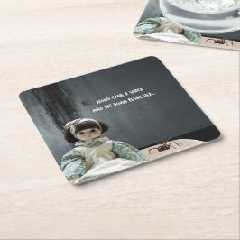 Halloween Papper Underlägg, Creepy Miss Muffet Underlägg Papper Kvadrat